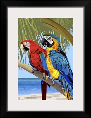 Parrots: Retro Poster Art