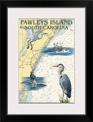 Pawleys Island, South Carolina - Nautical Chart: Retro Travel Poster