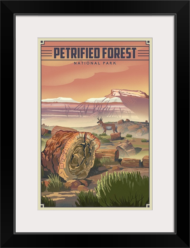 Petrified Forest National Park, Natural Landscape: Retro Travel Poster