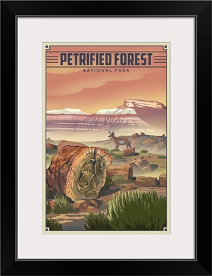 Petrified Forest National Park, Natural Landscape: Retro Travel Poster