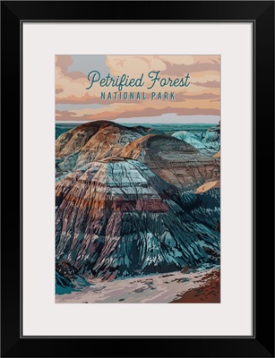 Petrified Forest National Park, Painted Desert: Retro Travel Poster