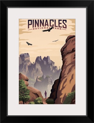 Pinnacles National Park, Hiking In The Canyon: Retro Travel Poster