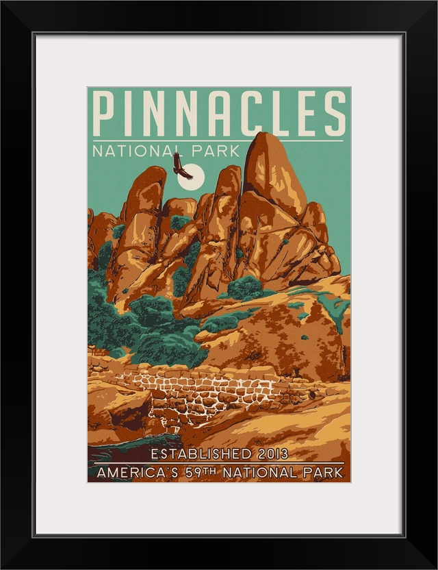 Pinnacles National Park - WPA Formations and Condor: Retro Travel Poster