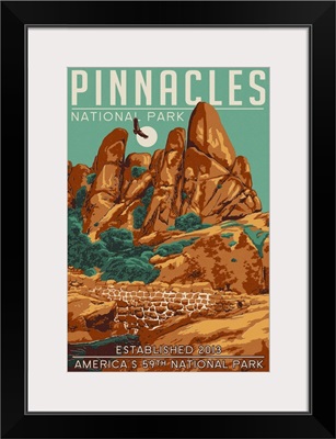 Pinnacles National Park - WPA Formations and Condor: Retro Travel Poster