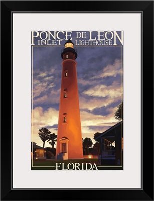 Ponce De Leon Inlet Lighthouse, Florida - Morning Scene: Retro Travel Poster