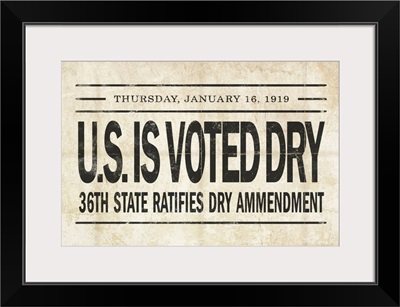 Prohibition Newspaper Cover - Voted Dry