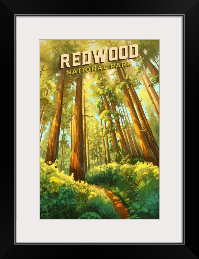 Redwood National Park, Forest: Retro Travel Poster