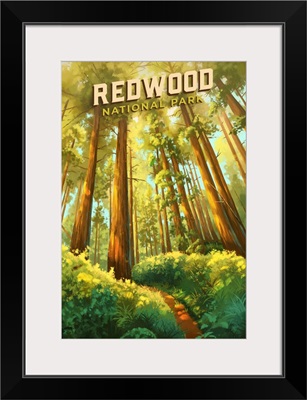 Redwood National Park, Forest: Retro Travel Poster