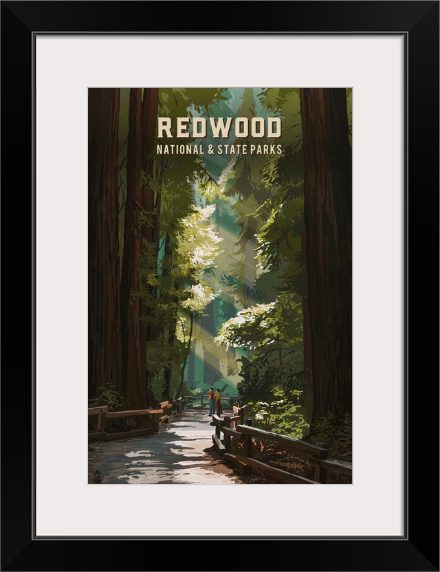 Redwood National Park, Forest: Retro Travel Poster