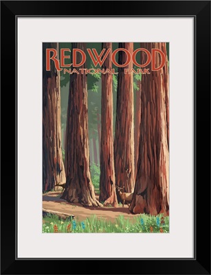 Redwood National Park, Forest: Retro Travel Poster