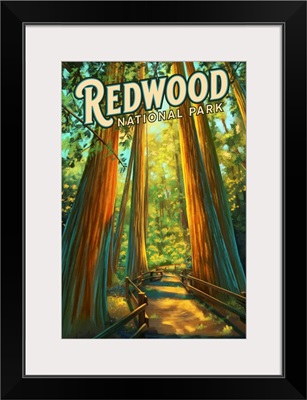 Redwood National Park, Forest: Retro Travel Poster