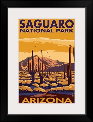Saguaro National Park, Arizona: Retro Travel Poster