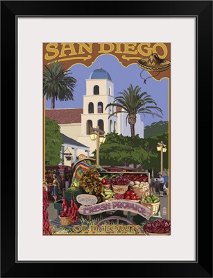 San Diego, California - Old Town: Retro Travel Poster