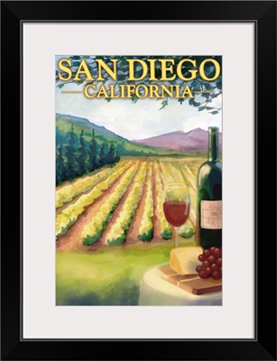 San Diego, California - Wine Country: Retro Travel Poster