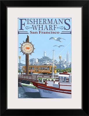 San Francisco, California - Fisherman's Wharf: Retro Travel Poster