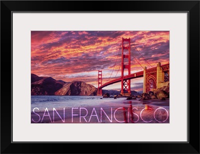 San Francisco, California, Golden Gate Bridge and Sunset