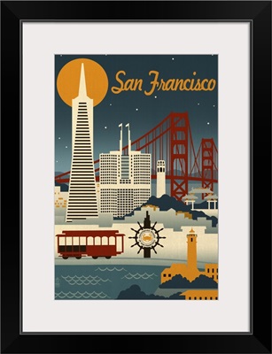 San Francisco, California, Retro Skyline