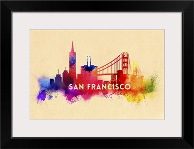 San Francisco, California, Skyline, Abstract Watercolor Artwork