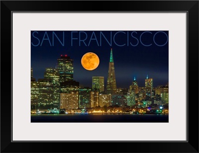 San Francisco, California, Skyline and Full Moon
