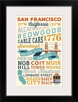 San Francisco, California - Typography Stacked
