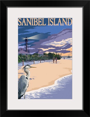 Sanibel Island, Florida - Lighthouse: Retro Travel Poster