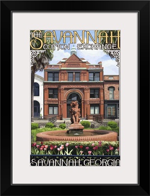 Savannah, Georgia - The Cotton Exchange: Retro Travel Poster