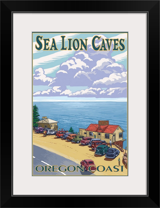 Sea Lion Caves - Oregon Coast: Retro Travel Poster