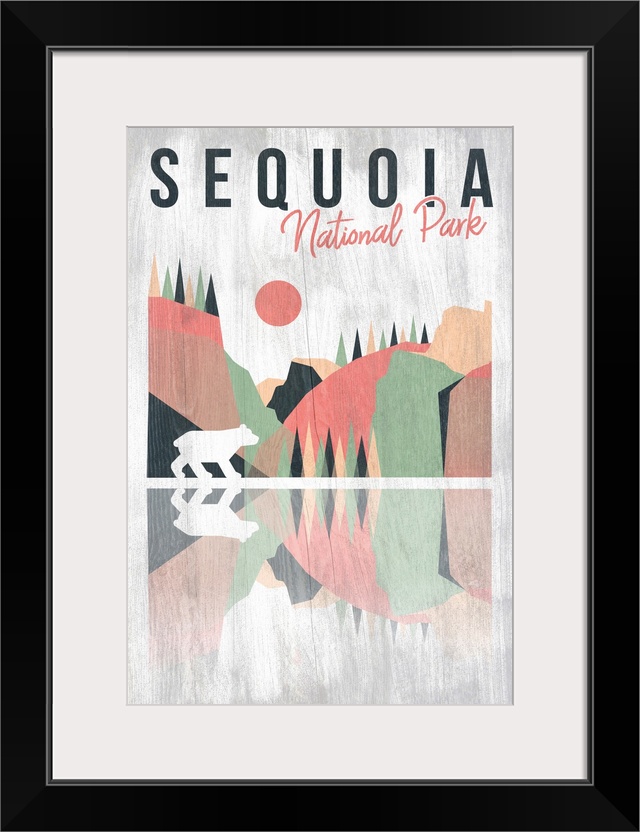 Sequoia National Park, Bear And Landscape: Graphic Travel Poster