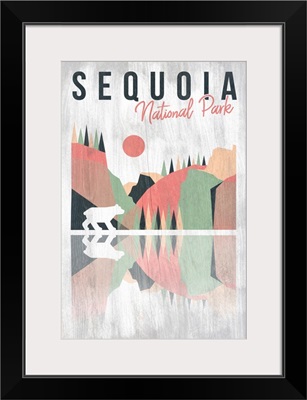 Sequoia National Park, Bear And Landscape: Graphic Travel Poster