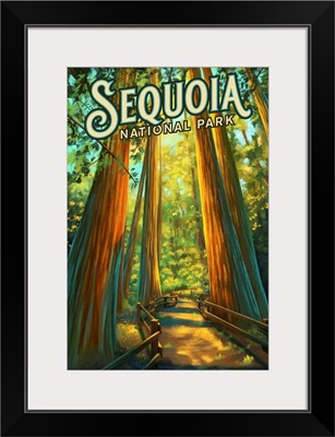 Sequoia National Park, Forest: Retro Travel Poster