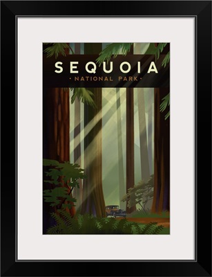 Sequoia National Park, Road Trip: Retro Travel Poster