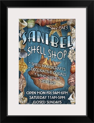 Shell Shop Vintage Sign - Sanibel,  Florida: Retro Travel Poster