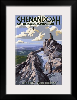 Shenandoah National Park, Virginia - Stony Man Cliffs View: Retro Travel Poster