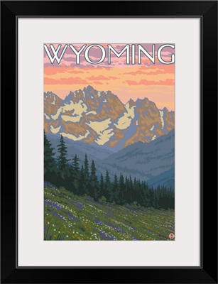 Spring Flowers - Wyoming: Retro Travel Poster
