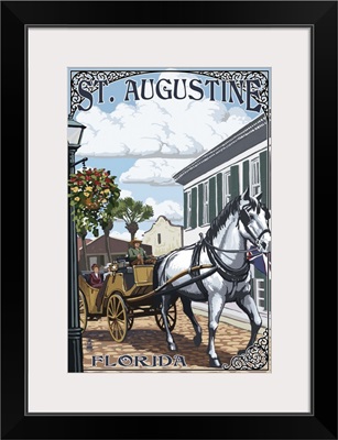 St. Augustine, Florida - Carriage Scene: Retro Travel Poster