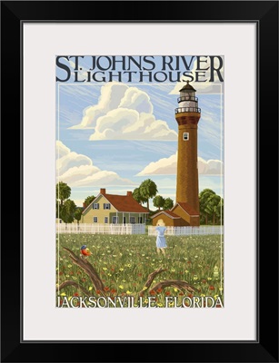 St. Johns River Lighthouse - Jacksonville, Florida: Retro Travel Poster