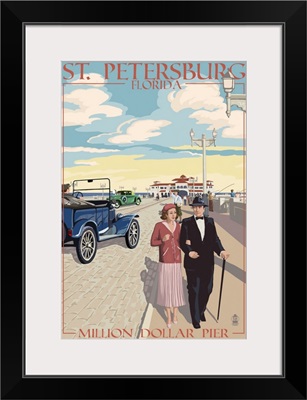 St. Petersburg, Florida - Million Dollar Pier: Retro Travel Poster