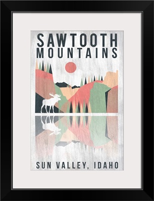 Sun Valley, Landscape Silhouette: Graphic Travel Poster