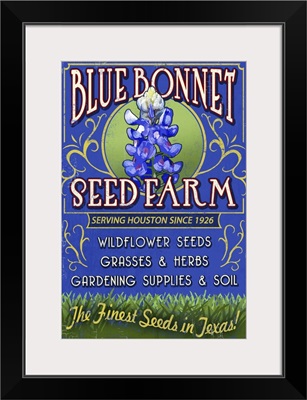 Texas Blue Bonnet Farm Vintage Sign: Retro Travel Poster