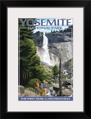 The Mist Trail - Yosemite National Park, California: Retro Travel Poster
