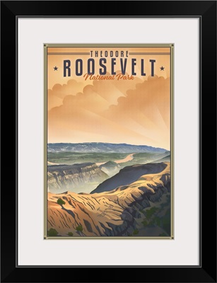 Theodore Roosevelt National Park, Natural Landscape: Retro Travel Poster
