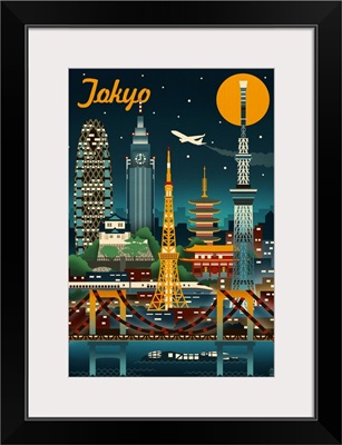 Tokyo, Japan, Retro Skyline