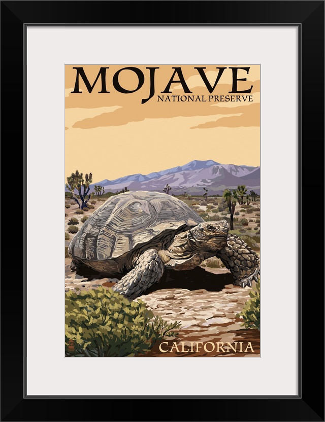 Tortoise - Mojave National Preserve, California: Retro Travel Poster