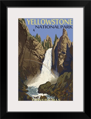Tower Falls - Yellowstone National Park: Retro Travel Poster
