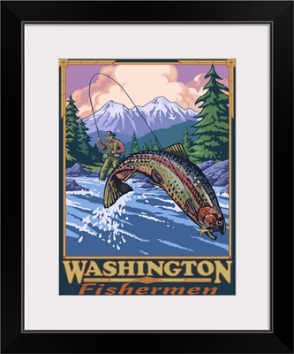 Washington Fisherman: Retro Travel Poster