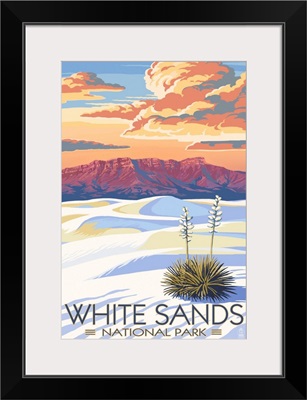 White Sands National Park, Natural Landscape: Retro Travel Poster