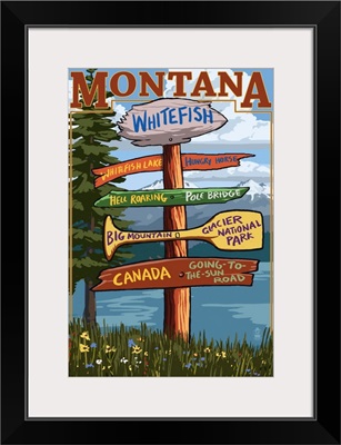 Whitefish, Montana - Sign Destinations: Retro Travel Poster