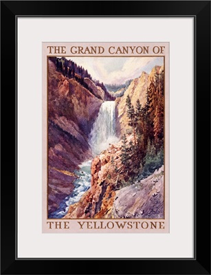 Yellowstone National Park, Lower Falls: Retro Travel Poster
