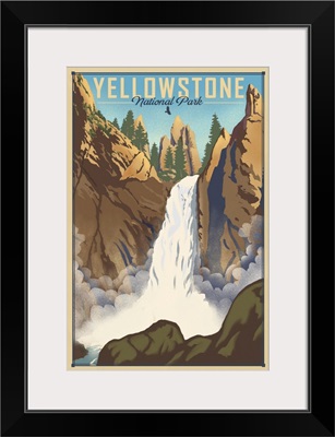 Yellowstone National Park, Tower Fall: Retro Travel Poster