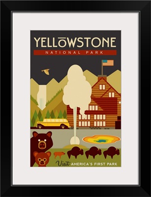 Yellowstone National Park, Visit America's First Park: Graphic Travel Poster